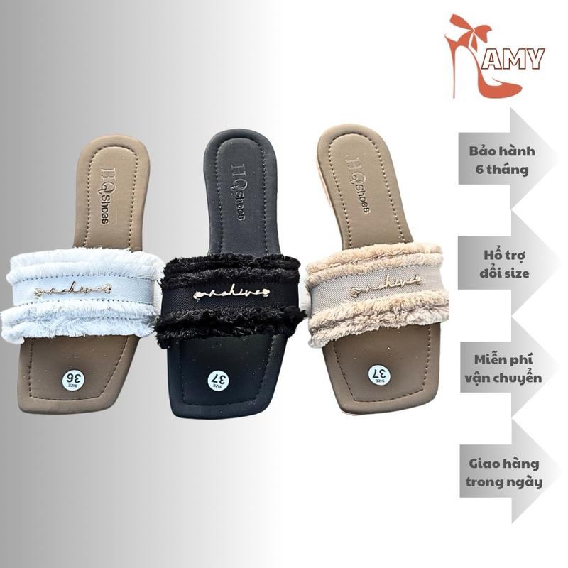 Dép lê tua rua đính khoá xinh xắn AMY mã 423 - Đôi dép nữ Slipper có quai women giày nhung DéP giày cao giay 7 phan caogotnu Shoes Shoes