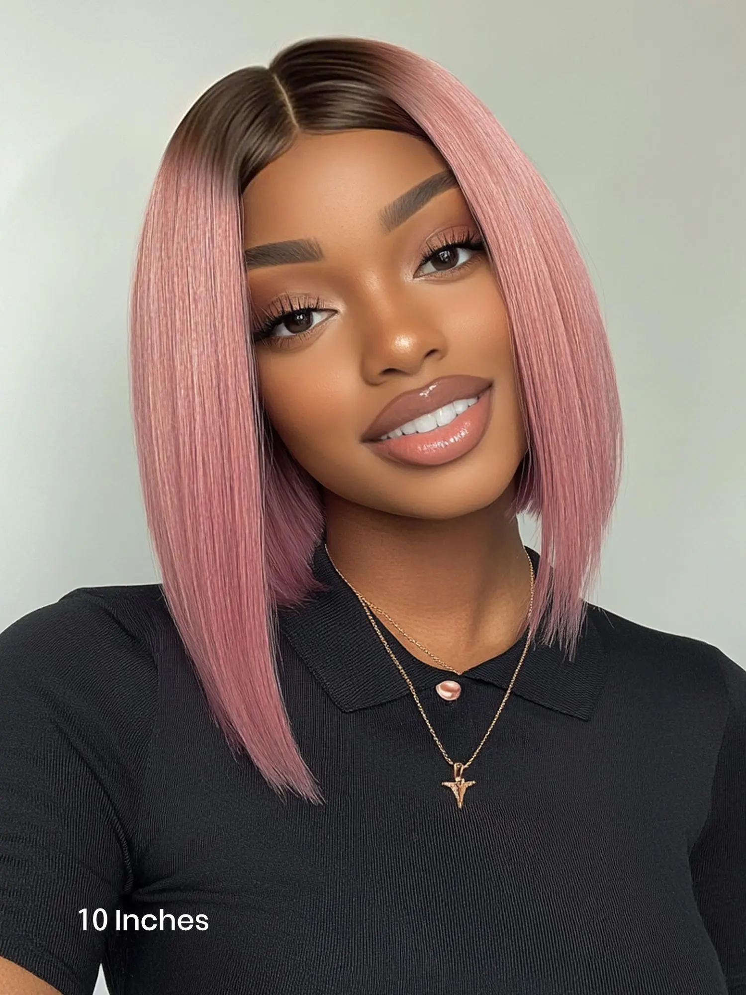 Short Straight Human Hair Wigs for Women, Gorgeous Fluffy Wigs without Bangs, Human Hair T Part Lace Wigs for Party, Daily Use