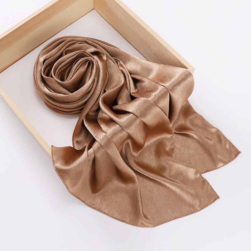 Product Introduction of Pashmina hijab Malaysia New Artificial Silk Silky Satin Scarf Women's Shawl Toe Cap Headscarf 24