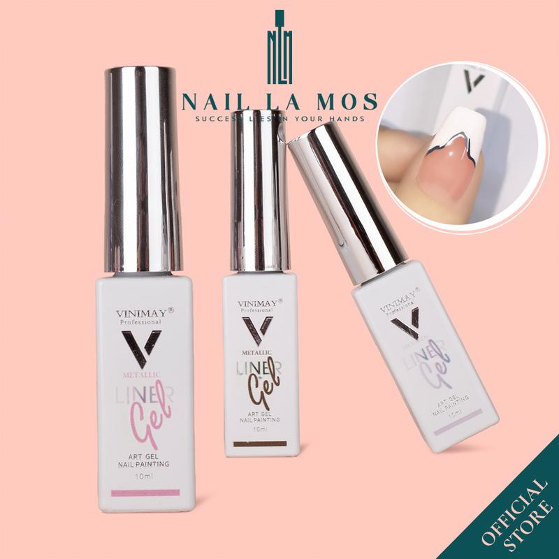 Gel vẽ cọ nét metan Vinimay chính hãng 10ml - Sơn gel vẽ móng bạc vàng hồng trang trí nail