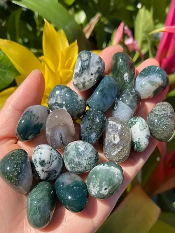 Natural Polished Moss Agate Tumbled Rocks, Unique Patterned Decorative Rocks for Aquarium and Home Decor, Jewelry Making DIY 3