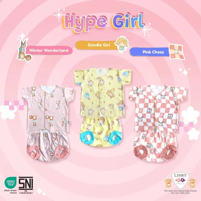 Libby Setelan Baju Pendek Celana Pop Bayi Newborn 0-6 Bulan 8