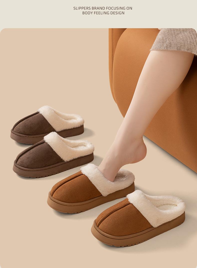 Product Introduction of Dép Bông Da Lộn, Dành Cho Nữ, Mùa Thu Và Mùa Đông, Dép Đi Trong Nhà, Đế Trong Nhà, Chống Trượt, Thích Hợp Sử Dụng Trong Nhà, Thời Trang, Lông Maillard, Chất Liệu Bông 15