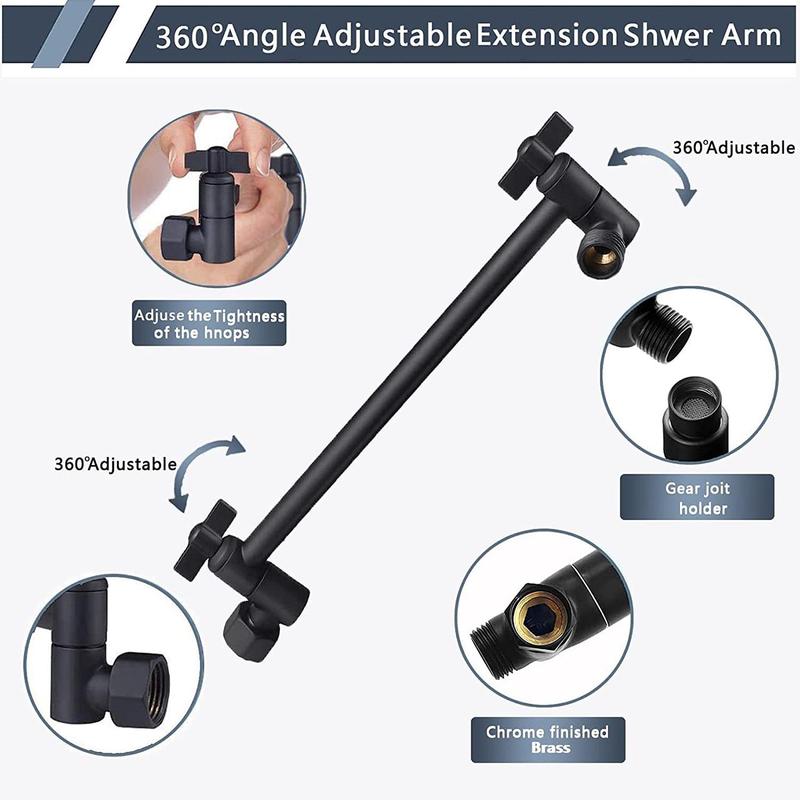 Stainless Steel Shower Head, 1 Set Including Rainfall Shower Head & Handheld Shower Head & Extension Arm & Accessories, Shower Supplies for Bathroom 5