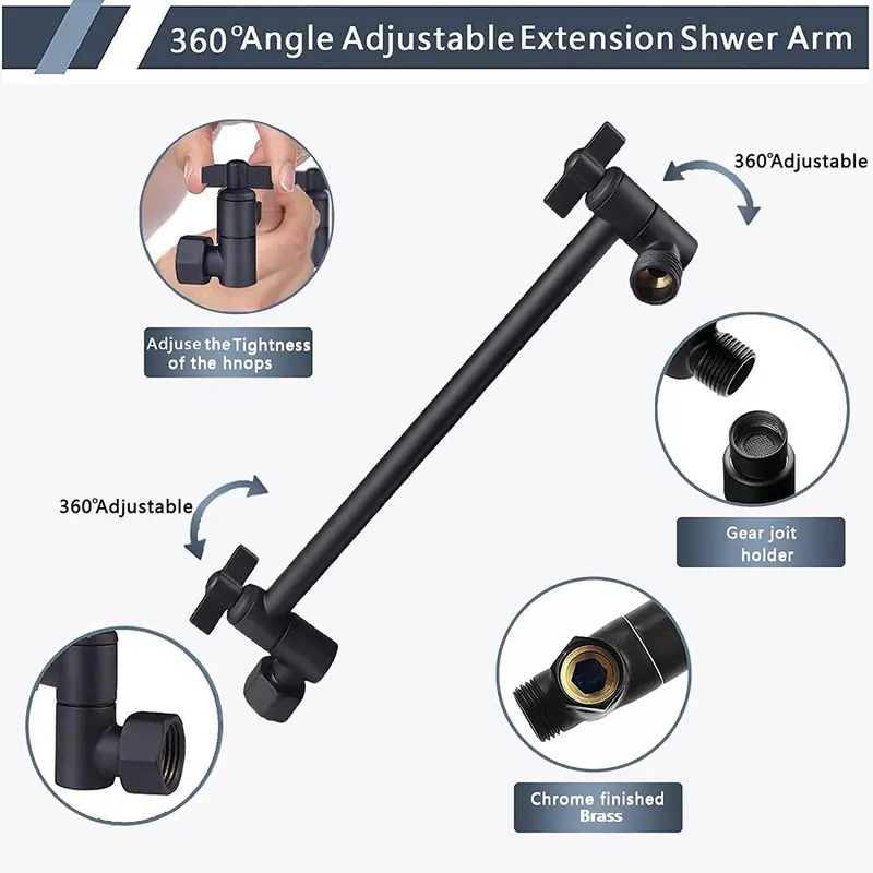Stainless Steel Shower Head, 1 Set Including Rainfall Shower Head & Handheld Shower Head & Extension Arm & Accessories, Shower Supplies for Bathroom 5
