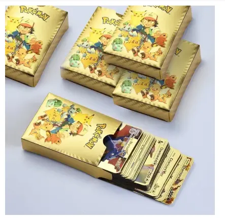 54pcs Kartu Pokemon Logam Emas Vmax GX Energy Card Collection Battle Card QDD kotak  games  Toys 0