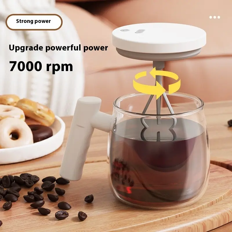 Portable Electric Glass Automatic Mixing Cup Coffee Mug with Office Glass Liner New Tech for Effortless Mixing