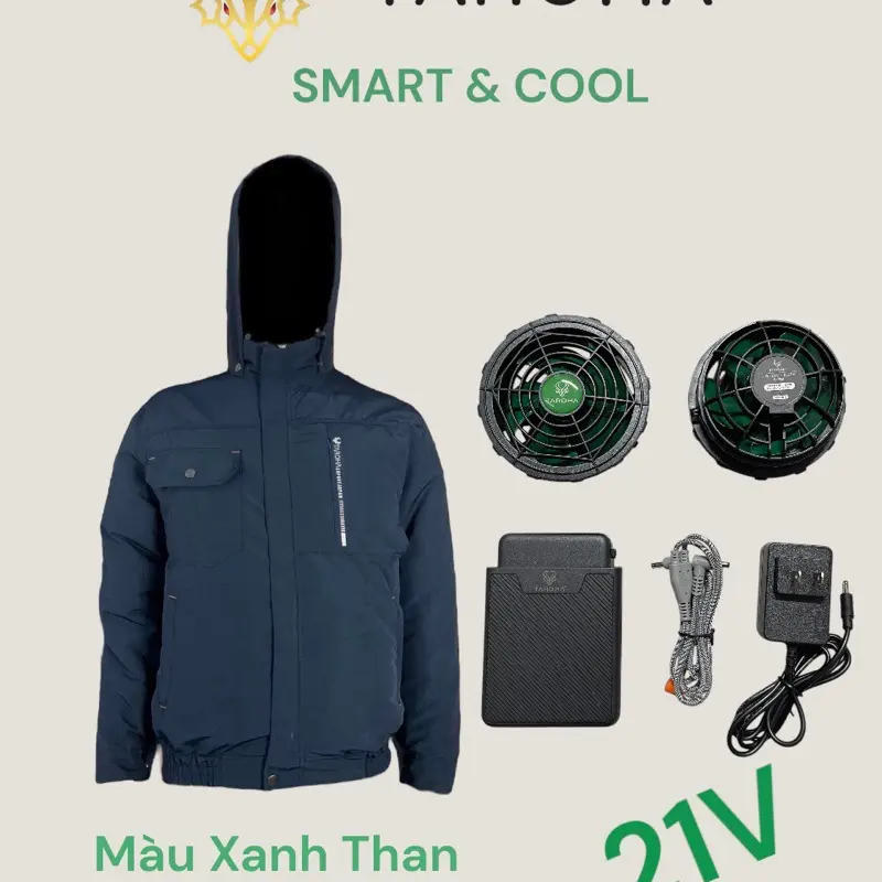 Bộ áo điều hoà TAROHA 21V ( Áo điều hoà + pin 35000mah +quạt 21v + sạc + dây cáp nối )
