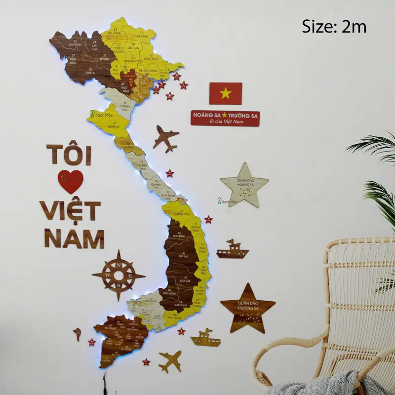 [63 TỈNH THÀNH] Bản Đồ Gỗ Việt Nam 63 tỉnh thành đầy đủ quần đảo Hoàng Sa và quần đảo Trường Sa Decor Trang Trí Dán Tường Phòng Khách, Nhà Cửa, Công Ty, Bàn Làm Việc, Trường Học, Cơ Quan Văn Phòng 6