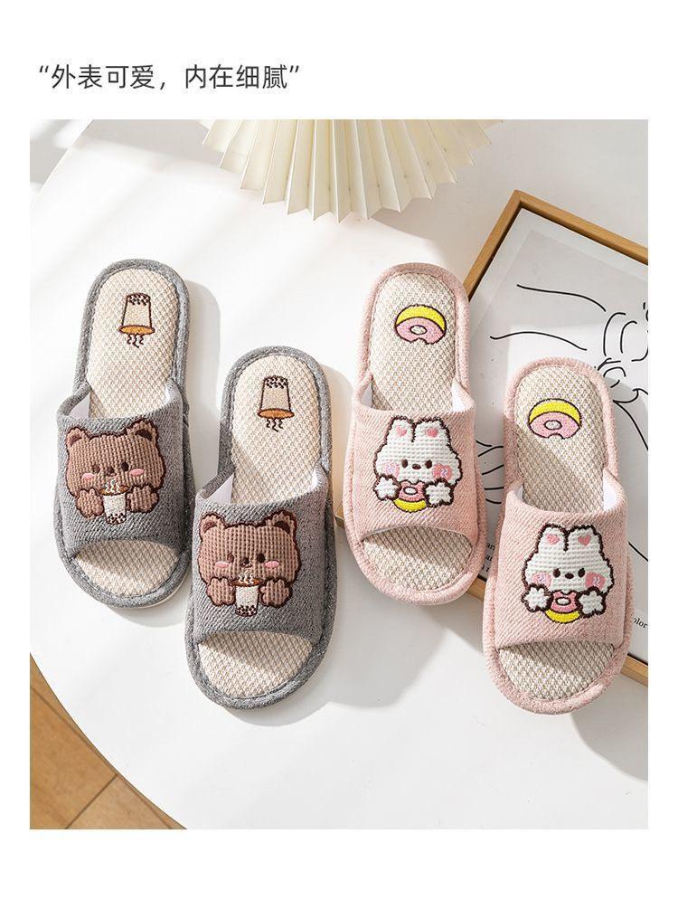 Product Introduction of Dép Vải Lanh,Dép Văn Phòng Đi Trong Nhà Hình Thỏ Donus & Gấu Trà Sữa Siêu Dễ Thương Cao Cấp New2025 - 4 Màu Sắc Cute - Slipper 17