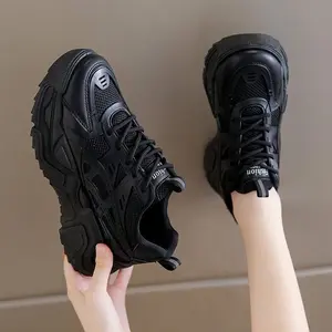 BAERZYL Sepatu Sekolah Sneaker Import Fashion Wanita Anak SMA Full Hitam Tinggi Korea Style Sekolah Kuliah Casual Shoes  Sneakers