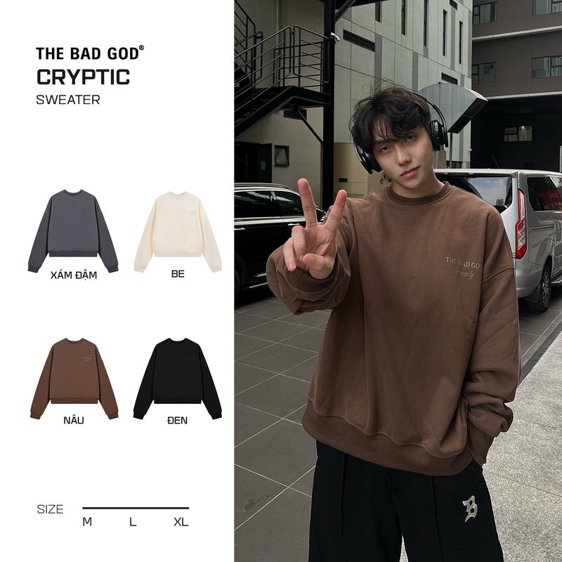 Áo sweater boxy The Bad God Cryptic - Menswear A00013 Tay Dài Hoodie