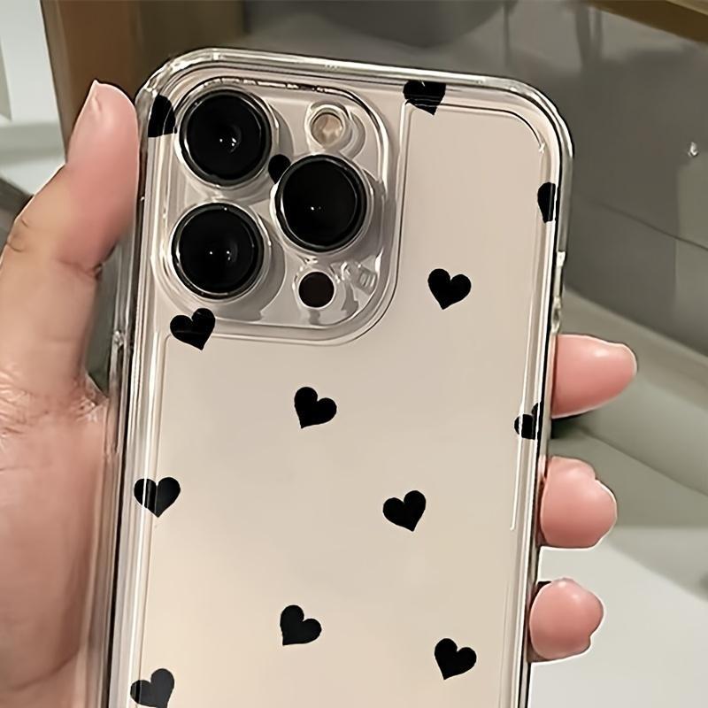Product Introduction of Heart Pattern Clear Phone Case, Anti-drop Cellphone Protective Case, Total Protective Shockproof Mobile Phone Cover for iPhone 11 12 13 14 15 16 Pro Max/Pro/Plus, Casing 3