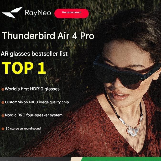 RayNeo Air 4 Pro Smart AR Glasses — the first head-mounted HDR10 display glasses. High-definition viewing XR device
