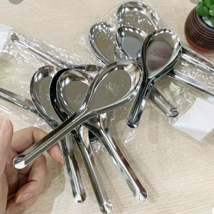 Sét 20 Thìa Ăn Phở Inox Hoa Sen 0