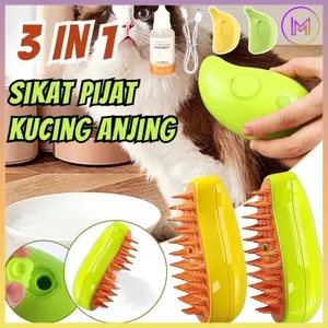 3in1 USB Sikat Mandi Kucing Anjing Silikon Sisir / Sisir Mandi Hewan Peliharaan / Pemijat Hewan Peliharaan / Sikat Pijat Uap sisir  uap