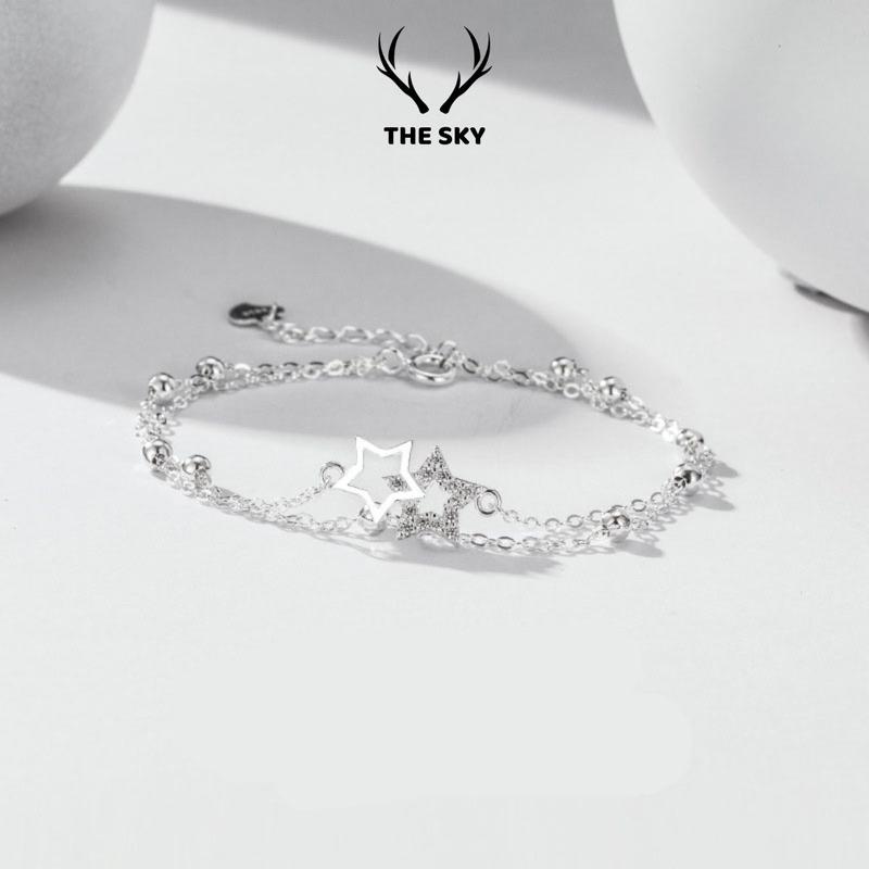  Lắc tay nữ The Sky vòng tay hai dây đính hạt mặt sao đá kép xinh xắn TSLT0.26 Phụ Kiện trang sức Star 