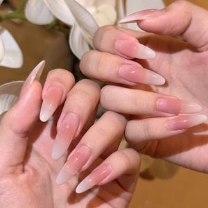 30枚セット グラデーションロングドロップフェイクネイル ネイルファイル＆プレスオンジェル付き サロン品質のマニキュアアクセサリー