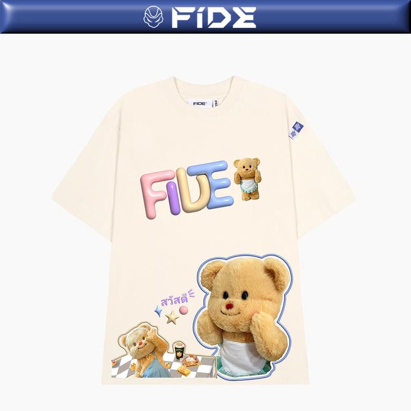 Áo thun FIDE TEDDY phông unisex form rộng local brand nam nữ cổ tròn oversize AT92  Cotton Menswear Kem