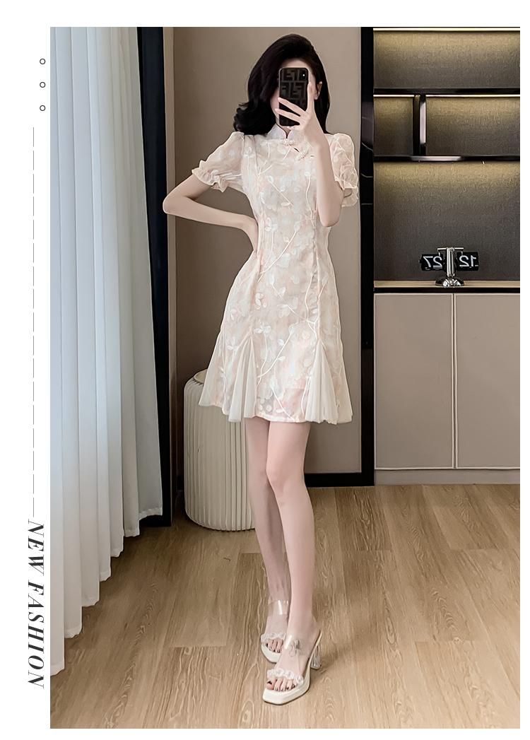 Product Introduction of Improved Cheongsam Floral Dress for Women Summer 2025 New Elegant Fairy Dress for Daily Wear 12