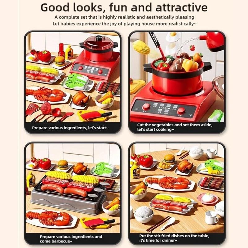 Product Introduction of Kitchen Toy Set For Kids Pretend Play Home Kitchen Baby Cooking And Cutting Toy Set Enjoy Eating Dishes Simulation Cooking Memory Training & Observation 4-6 Years 22