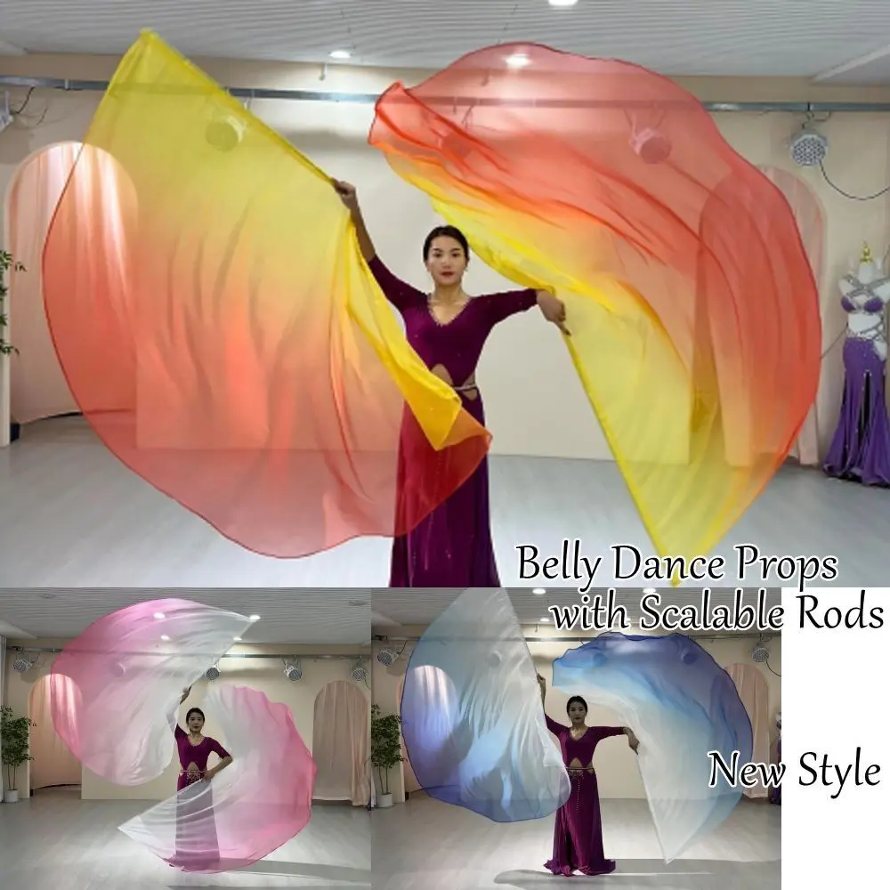 New with Telescopic Sticks Belly Dance Accessories Props Scalable Rods Multicolor Semi-circular Flags Lightweight Dance Props Dance Party