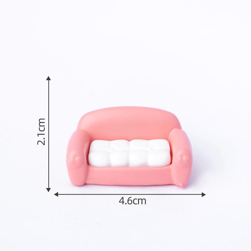 Miniature Landscape Creative Cute Living Room Sofa Pink Dollhouse DIY Decoration Accessories Miniature Mini Ornaments 1