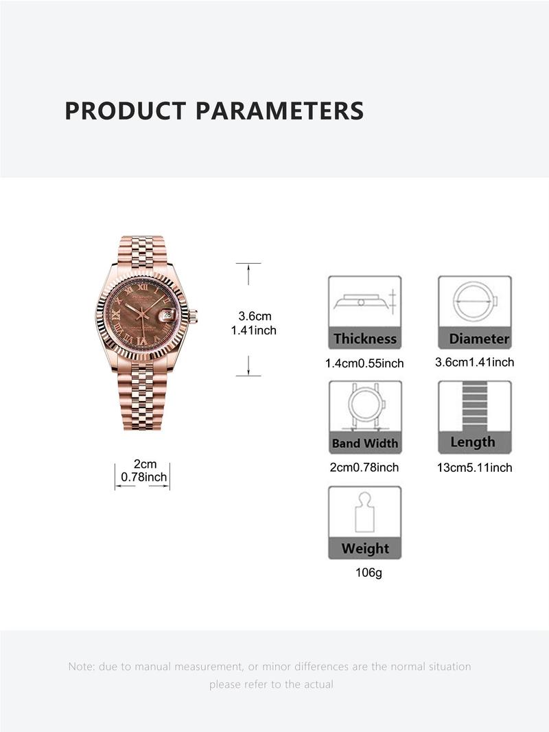 Product Introduction of Women's Elegant Rose Gold Fashion Mechanical Watch, Fashion Watch for Party, Daily Clothing Decor, Trendy All-match & Exquisite Watch for Birthday Gift with Box 1