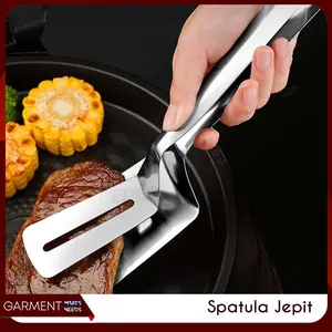 Capitan Gorengan Ikan Daging Jepitan Stainless Steel Lebar Pipih Besar Penjepit Klip Steak BBQ
