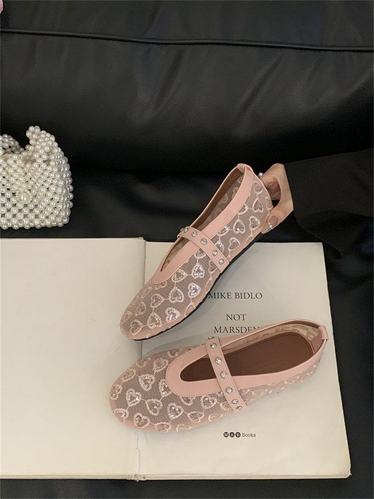 Product Introduction of Flat Shoes for Women Round Toe Mesh Soft Sole Slip-On Fashion Mary Jane Shoes Sizes 35-40 33
