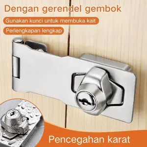 Kunci Pintu Stainless Steel Anti Pencurian Tebal Dengan Kunci Pengaman Baut Geser Terkunci Untuk Pintu Rumah Pintu Kayu Pintu Besi Pintu Gudang Pintu Kamar Mandi Hardware Keamanan Tahan Karat Kuat Awet