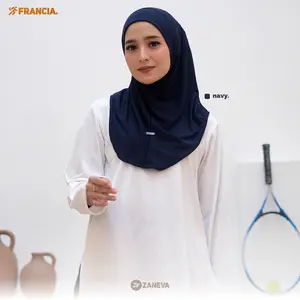 Zaneva - Francia Hijab Instant Sporty Jersey Premium Bergo Lembut Pad Standar Nyaman Panjang Stretch Muslim Kerudung