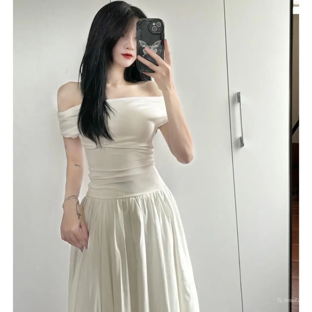 Áo thun nữ Trễ vai thanh lịch, áo kiểu nữ Phong Cách Tiểu Thư Hàn Quốc áo croptop Cotton Women