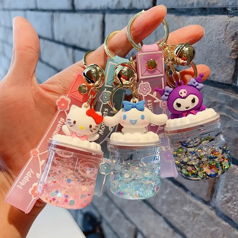 Cute Hello Kitty Kuromi Keychain Pendant Couple Schoolbag Pendant Keychain Ins Cartoon Keychain crystal keychain bag pin popmart global กล่อง จุ่ม