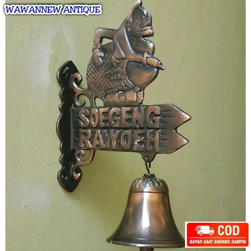 TERMURAH Bel Lonceng Pintu Rumah Pagar Kuningan Antik Motif Soegeng Rawoeh 7cm