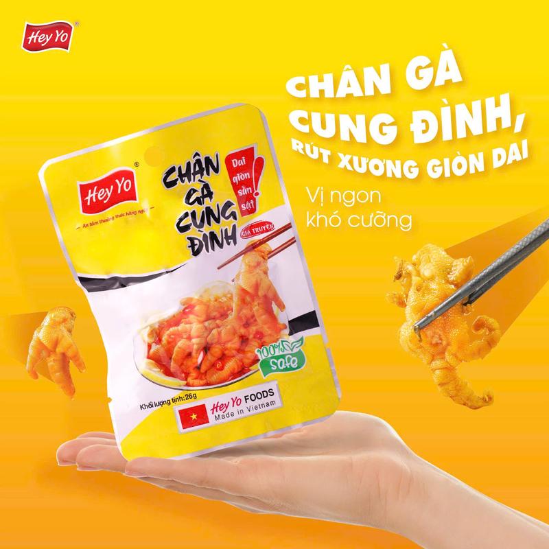 Combo 10 và 20 cái chân gà cay rút xương Hey Yo loại 29g - Chân gà ngon Việt Nam 0