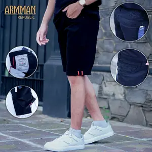 Celana Chinos Pendek Pria ARMMAN REPUBLIC ORIGINAL |  NON STRETCH Saku Tempel! Hitam Tebal Nyaman