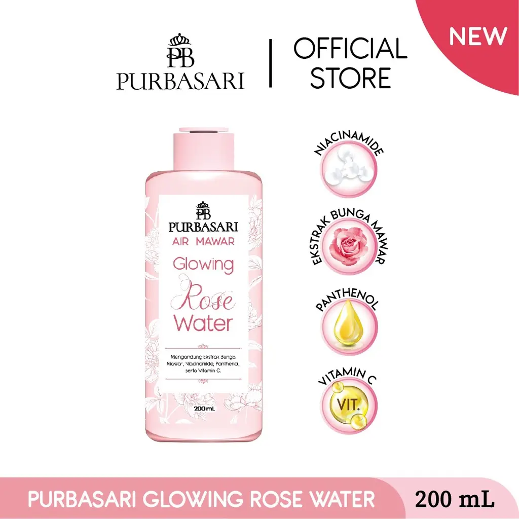 Purbasari Glowing Rose Water Bunga Mawar Mencerahkan