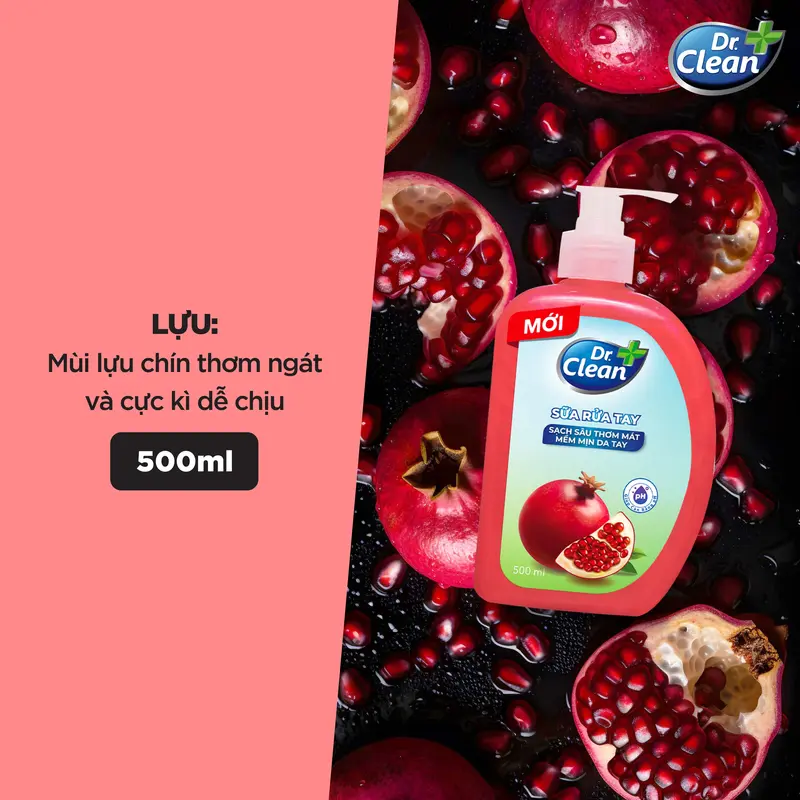 Combo đủ mùi 6 chai sữa rửa tay DrClean trái cây thanh mát, sạch khuẩn mềm dịu da tay 500ml 6