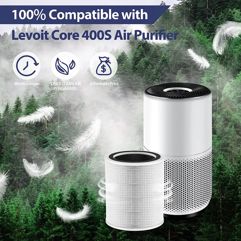 Air Purifier Filter, Replacement Compatible with LEVOIT Core 400 & 400S Filter Air Purifier Accessories, HEPA&Active Carbon High-Efficiency Smoke Moisture and Odor Eliminator 3