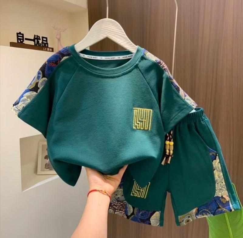 Quần Áo Bé Trai Tay Ngắn Dáng Rộng + Quần Short Thoải Mái Đơn Giản Trai Mùa Hè Thời Trang Hàn Quốc
