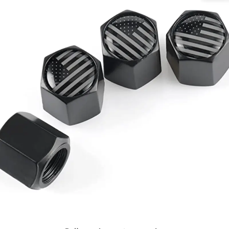 4-Pack American Flag Design Tire Valve Caps, Rustproof and Airtight, Suitable for Cars, Bicycles, Trucks, and Motorcycles -  Metal with Star-Spangled Pattern 2