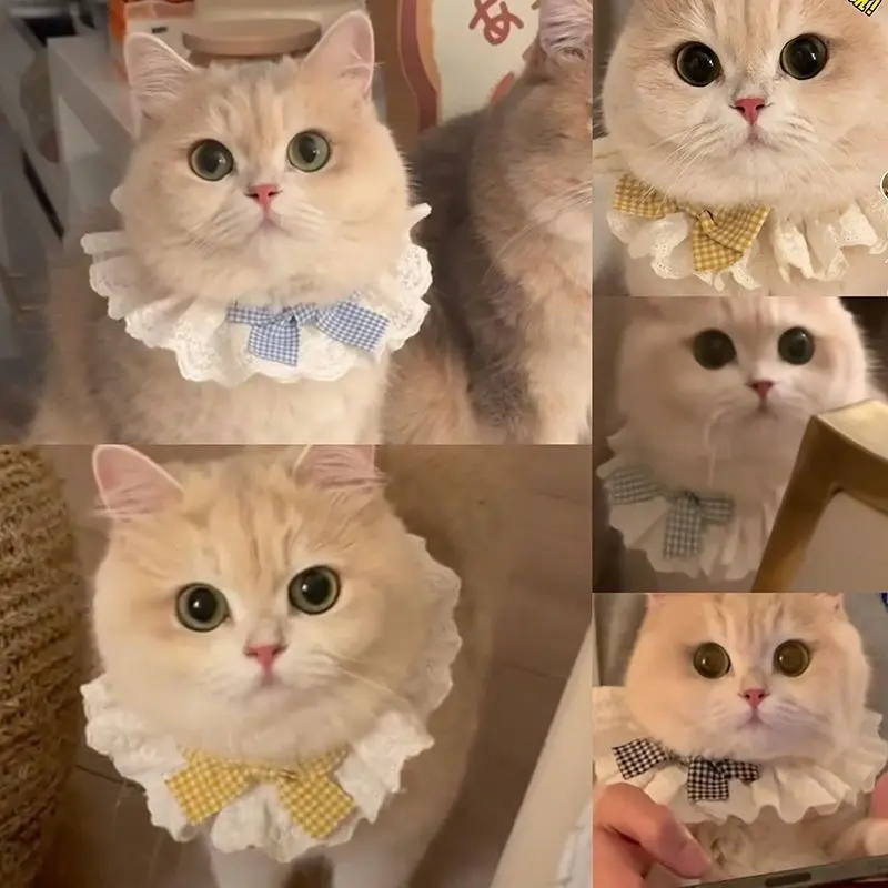 cat lace scarf drool pet bow cute scarf decoration bib dog bib accessories