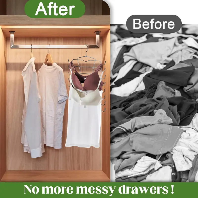 Tank Top Hanger, 1 Count Space Saving Bra Hanger, Non-slip Hanging Sport Bras Holder, Closet Organizers and Storage for Camisoles Tank Tops Bras Ties Swimsuits Strappy Dress 2