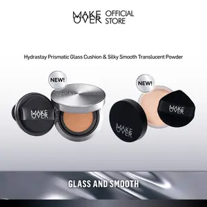 [TOP CREATOR'S PICK] MAKE OVER Glass and Smooth Bundle: Hydrastay Prismatic Glass Cushion + NEW! Silky Smooth Translucent Powder - Cushion Matte Tahan Lama Bedak Tabur Halus Paket Complexion Paket Face Makeup