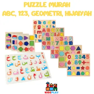 Puzzle ABC And Number Murah Chunky Puzzle Anak Puzzle Kayu Jigsaw Puzzle 3D Wooden Toys Mainan Kayu