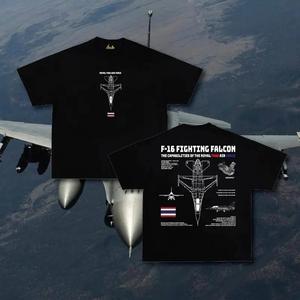 เสื้อยืดพิมพ์ลาย F-16 ผ้าใส่สบาย คอกลม ใส่ได้ทั้งชายและหญิง