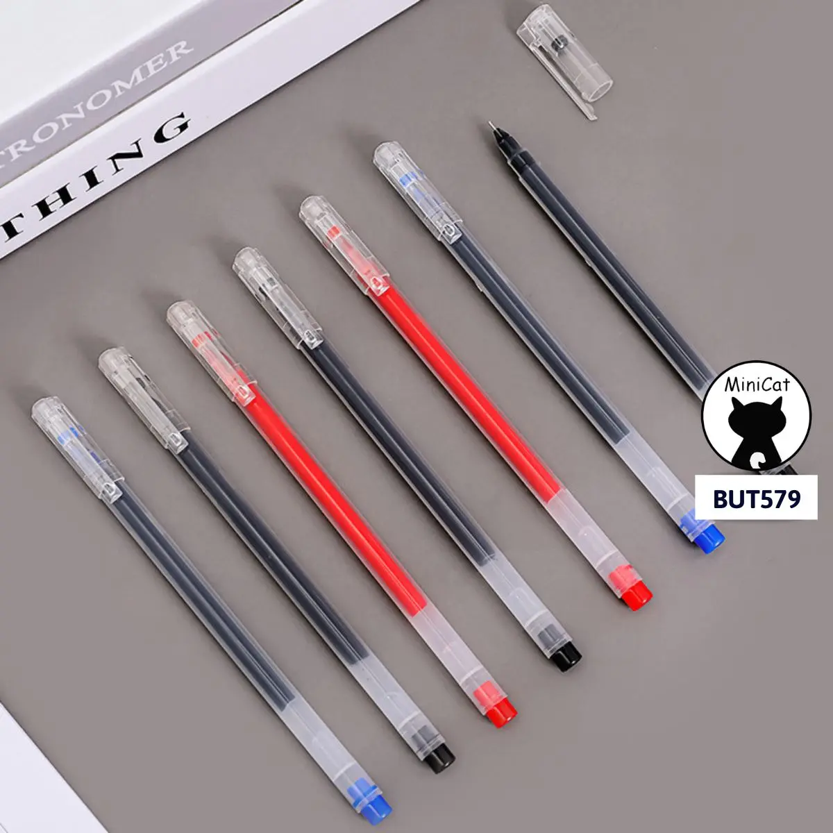BUT579 Bút nước 3 màu mực: xanh, đen, đỏ viết mực đều nét chữ đẹp ngòi 0.5mm Ar1 MiniCat