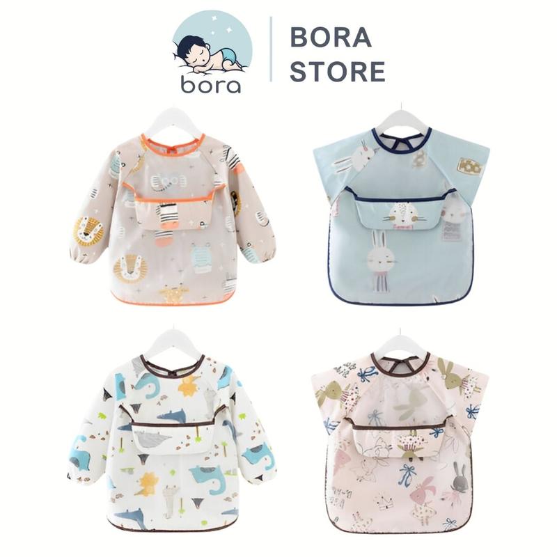 Áo yếm ăn dặm BLW 2 lớp cao cấp chống thấm nước máng yếm trước ngực hứng toàn bộ thức ăn rơi