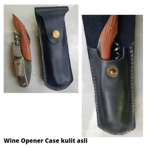 WINE OPENER CASE Leaher Original Pull up, Sarung Pembuka tutup botol Kulit sapi asli, crumber untuk server, table crumb, bisa juga untuk pipa once 12cm